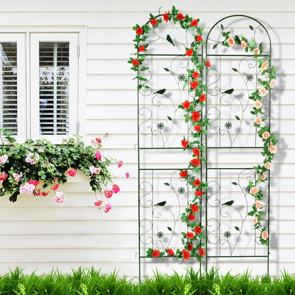 Metal Garden Trellis for Climbing Plants, 2 Pack 86.5" x 19.7" Black Plant Trellis Outdoor