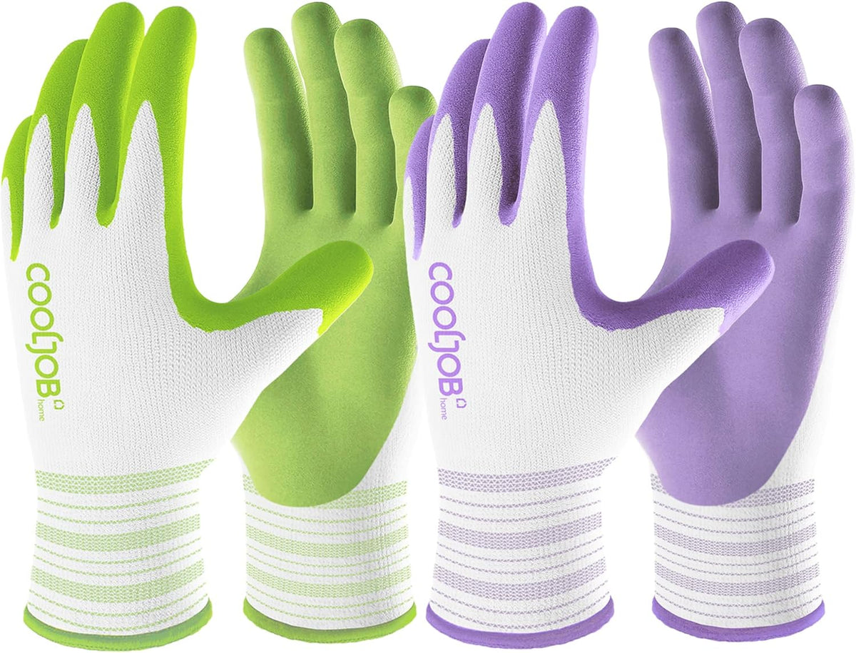 COOLJOB 10 Pairs Gardening Gloves for Women Ladies, Breathable Rubber Coated for Yard Garden