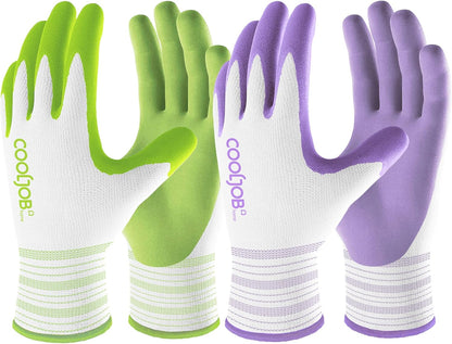 COOLJOB 10 Pairs Gardening Gloves for Women Ladies, Breathable Rubber Coated for Yard Garden