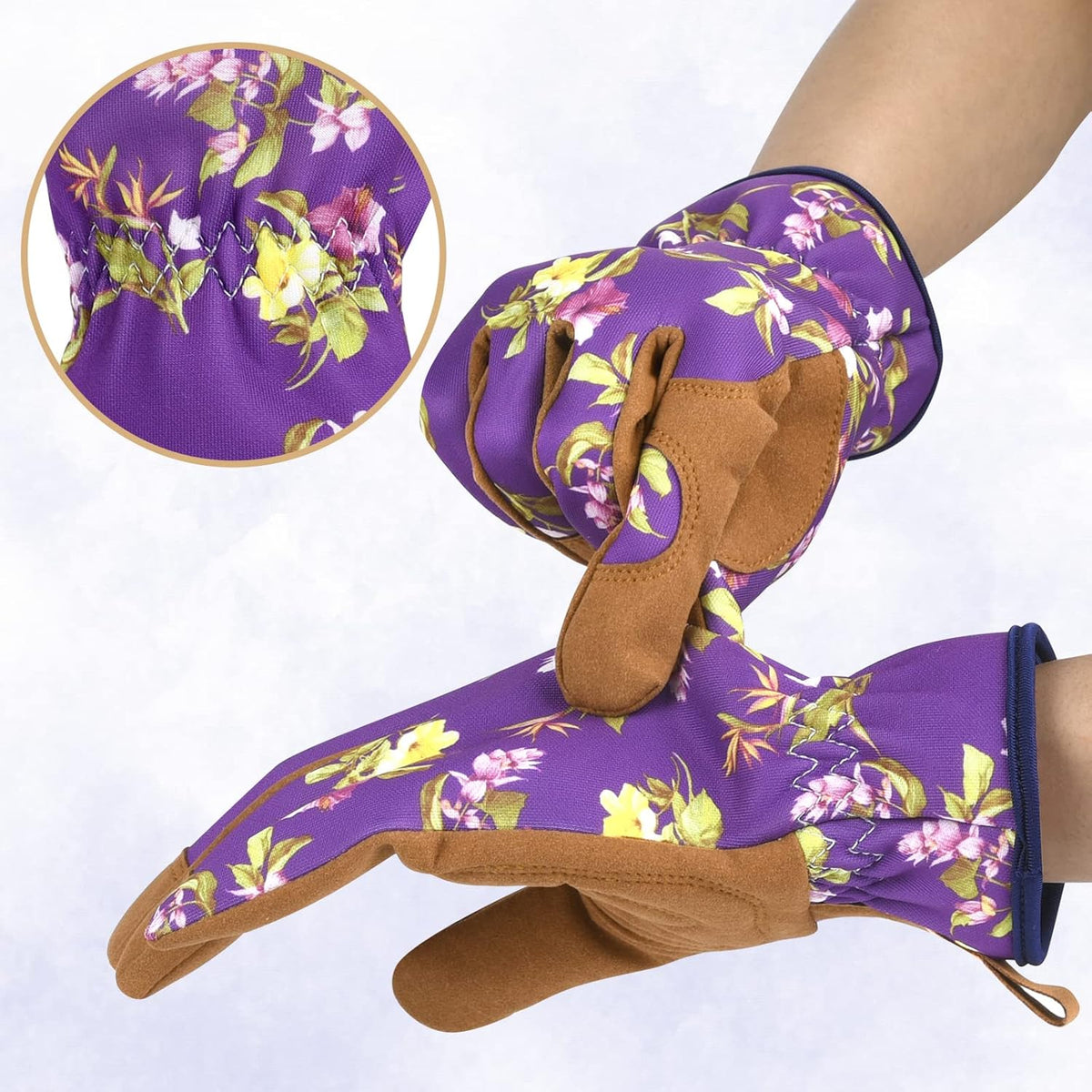 Womens Gardening Weeding Working Gloves, Leather Garden Glove for Women Thorn Proof No Stab for