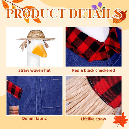Scarecrow Goose Outfits Halloween Porch Goose Costume for 23inch Thankgiving Geese Clothes Fall