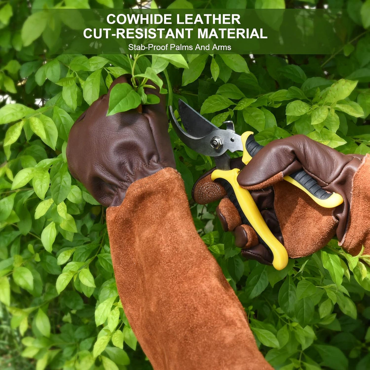 Long Gardening Gloves for Women Thorn Proof,Rose Pruning Cowhide Leather Garden Gloves for Cactus