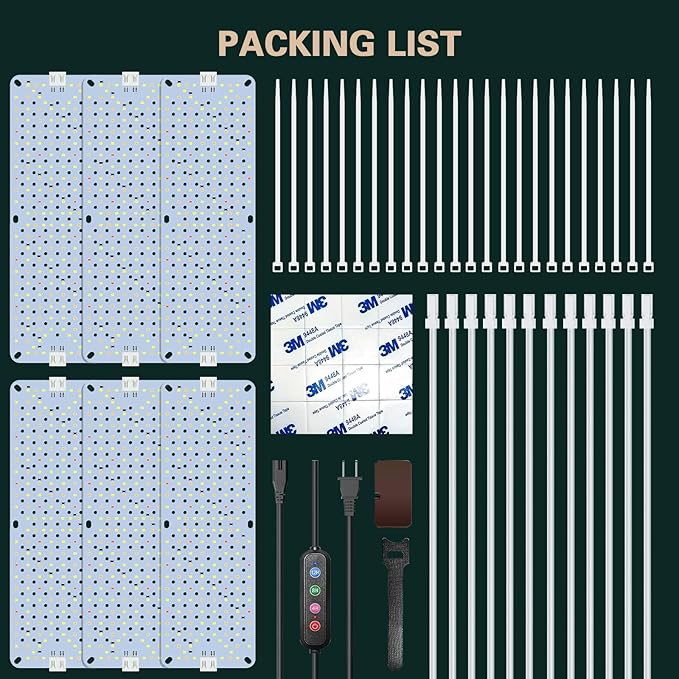 60W Ultra-Thin Panel Full Spectrum Grow Lights, 1152 LEDs Growing Light for Indoor Plants with