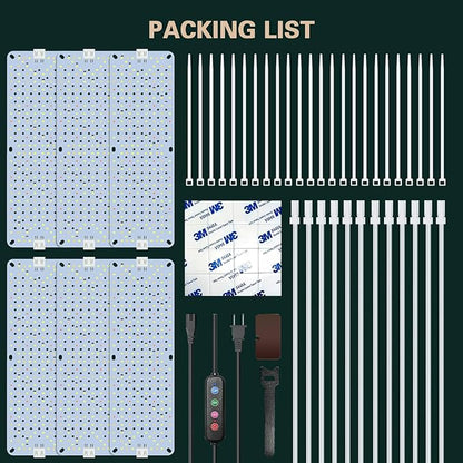 60W Ultra-Thin Panel Full Spectrum Grow Lights, 1152 LEDs Growing Light for Indoor Plants with