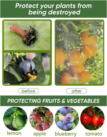 2 Pack Large Fruit Tree Netting with Zipper & Drawstring, 5.9 x 5.9 Ft Reusable Blueberry Bush