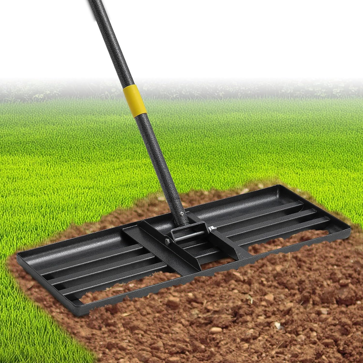 Extra Wide 30" Leveling Rake for Lawn Care - 60in Extendable Stainless Steel Handle with Ergonomic