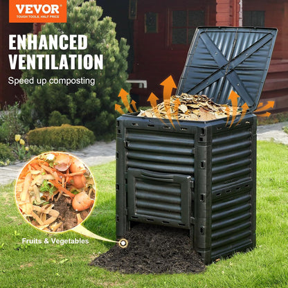 VEVOR Garden Compost Bin 80 Gallon, BPA Free Composter, Large Capacity Outdoor Composting Bin with