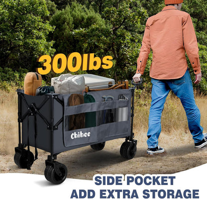 Chihee Garden Cart Collapsible Outdoor Utility Wagon Cart,Folding Beach Cart Oversized Capacity