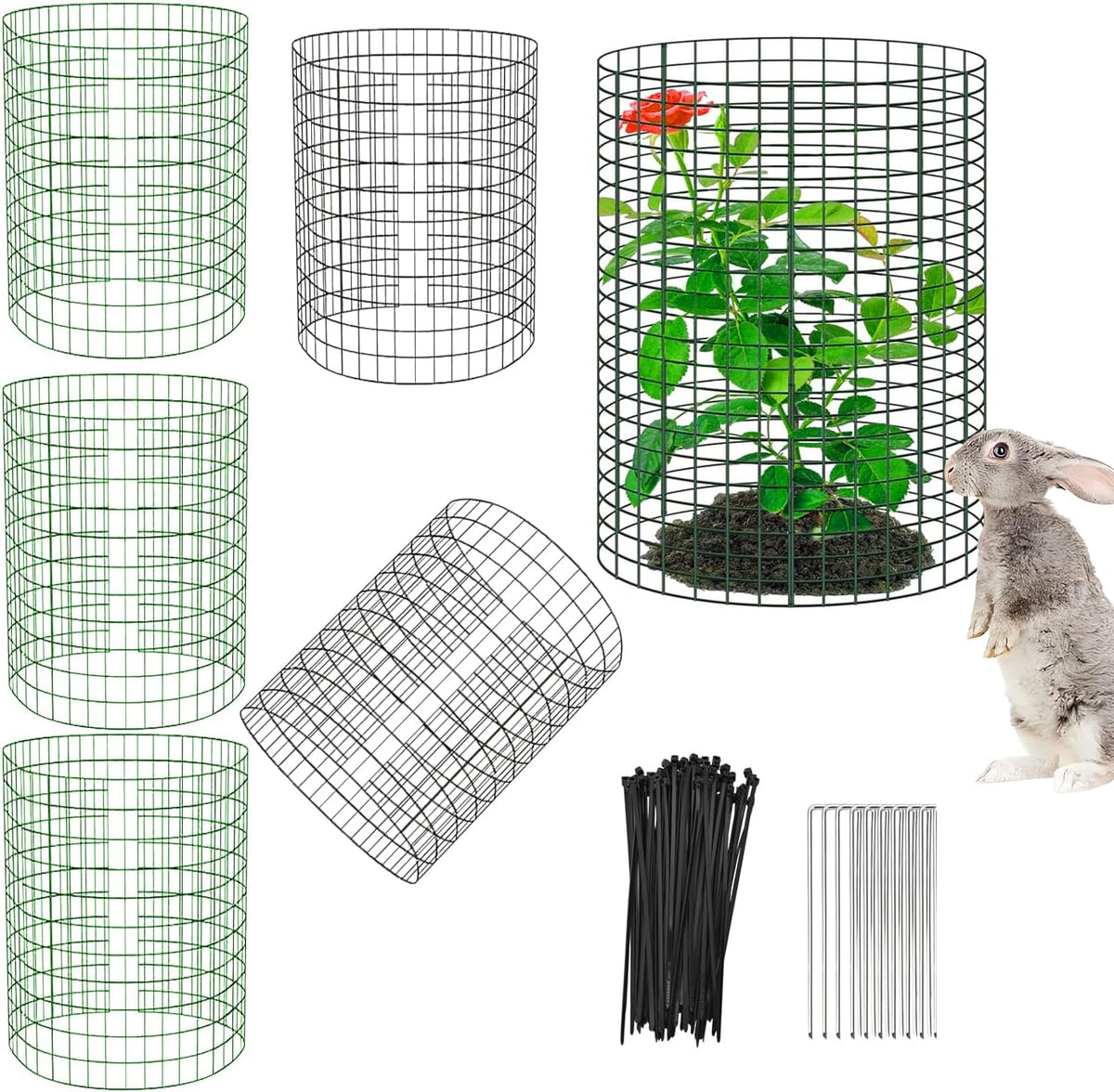 6 PCS Plant Protectors from Animals,14" H X 13" D Metal Mesh Plant Cage Covers with Garden Plant