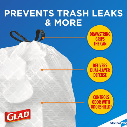 CloroxPro Glad ForceFlex 13 Gallon Tall Kitchen Drawstring Trash Bags, 100 Count and Pine-Sol