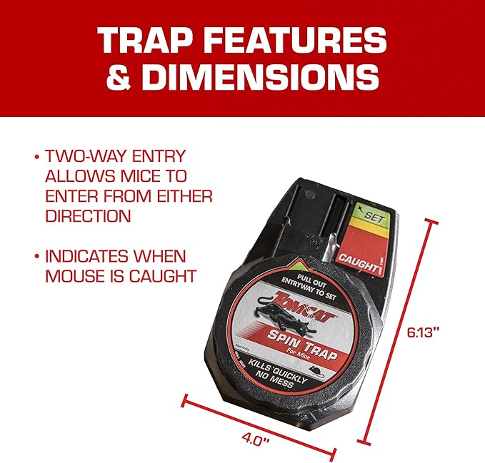 Tomcat Spin Trap for Mice, Kills Mice Quickly, No Mess, 16 Traps