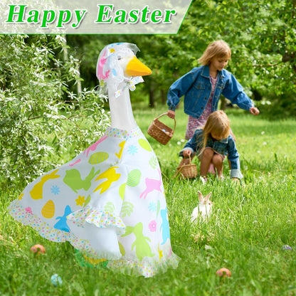 Easter Goose Outfit for 23" Cement Porch Goose Statue - Spring Outdoor Patio Yard Lawn Decoration