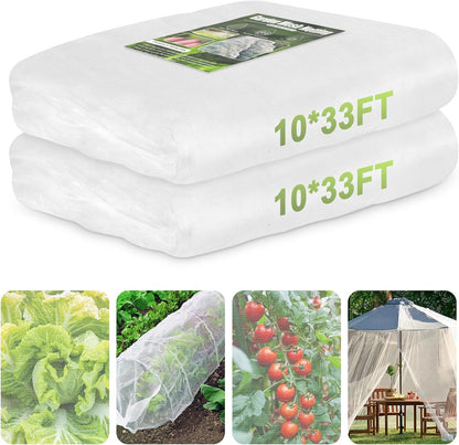 Garden Netting, 2 Pack 10x33Ft Ultra Fine Mesh Netting Pest Barrier Protection Bird Mosquito Net