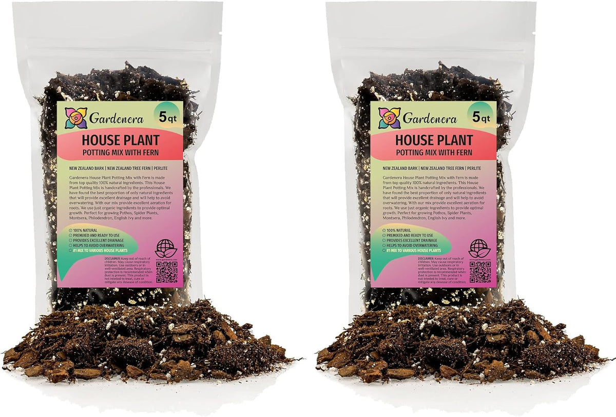 Premium Gardenera House Plant Potting Mix - 10 Quart - Fern + New Zealand Bark + Perlite | Great