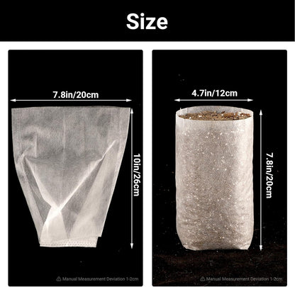 100PCS White Plant Nursery Bags Large, 7.8x10 inches Non-Woven Fabric Seedling Grow Bag, Seed