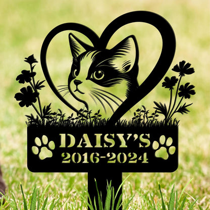 Custom Pet Grave Makers Cat Outdoor, Personalized Cat Memorial Headstones and Grave Makers for Pet