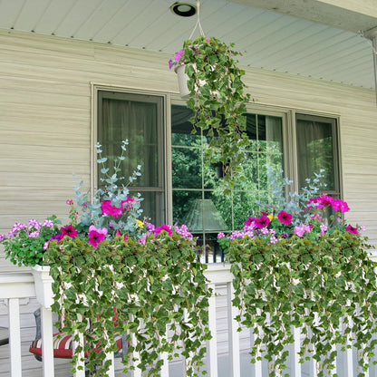 Hollyone Artificial Hanging Plants 35.4" Fake Ivy Vine Faux Ivy Leaves Fire and UV Resistant