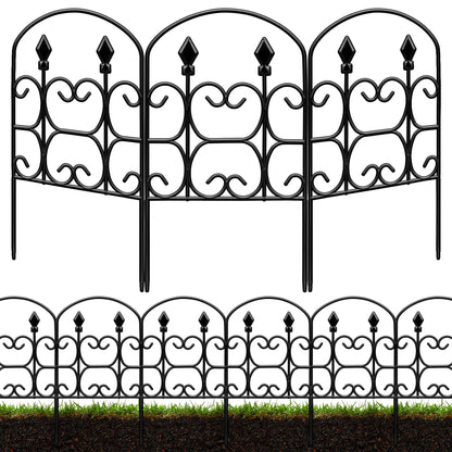QIAOKAIYAN 24in(H) x 10.83ft(L) Decorative Garden Fence - Tall Garden Fence Animal Barrier 10 Pack