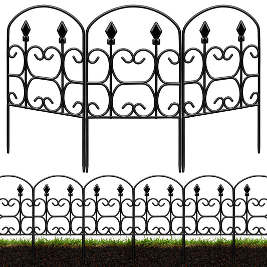 QIAOKAIYAN 24in(H) x 10.83ft(L) Decorative Garden Fence - Tall Garden Fence Animal Barrier 10 Pack