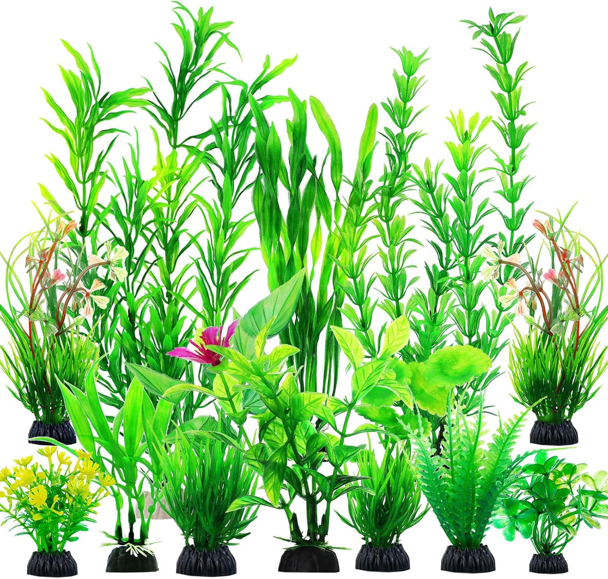 CousDUoBe 12pcs Fish Tank Accessories Aquarium Decorations Green Plants, Green Fish Tanks