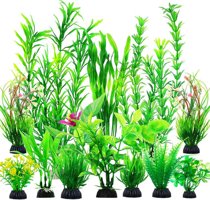 CousDUoBe 12pcs Fish Tank Accessories Aquarium Decorations Green Plants, Green Fish Tanks