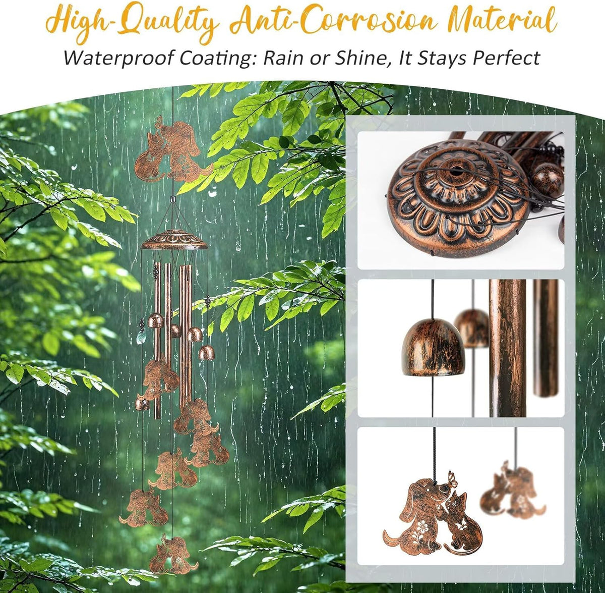 Cat Dog Wind Chimes for Outside,Gardening Gifts for cat Dog Lover，Women，Men，Mom，Birthday Party