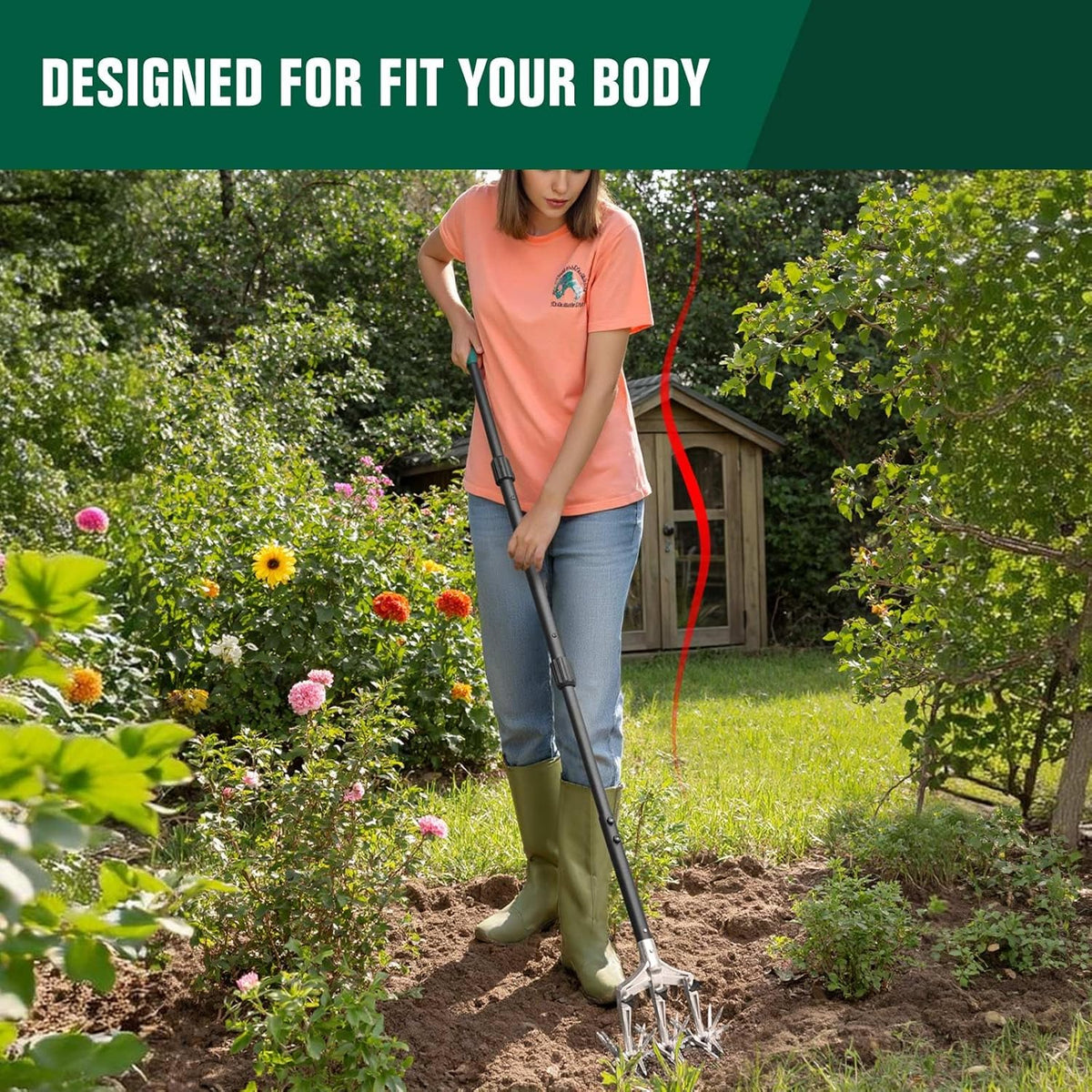 Rotary Cultivator Garden Tiller, Hand Cultivator with Detachable Thicker Tines&Strong Force Handle