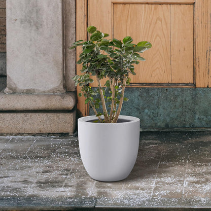 Kante 16.5" Dia Round Concrete Planter, Large Outdoor Modern Indoor Decorative Plant Pots with