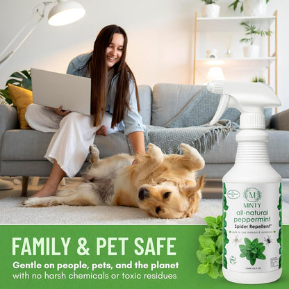 Minty Spider Repellent, Natural 5% Peppermint Oil Spray, Kills & Deters All Types of Spiders and