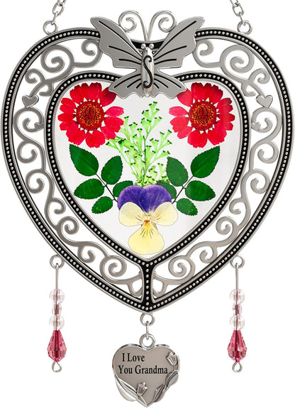 KY&BOSAM Tree of Life Heart Suncatcher I Love You Grandma Butterfly Hangings for Windows Suncatcher