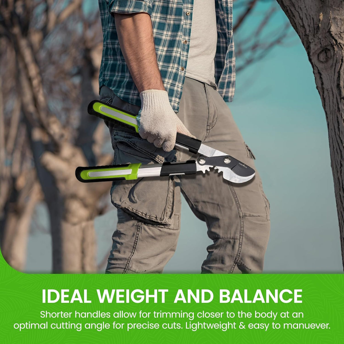 GARDEN GURU Bypass Loppers Tree Trimmer Clipper - 3X Cutting Power Gardening Loppers - Comfort Grip