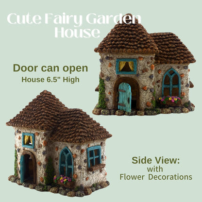 PRETMANNS Fairy House Kit - Fairy Garden Accessories for Outdoor Miniature Village Decor, with