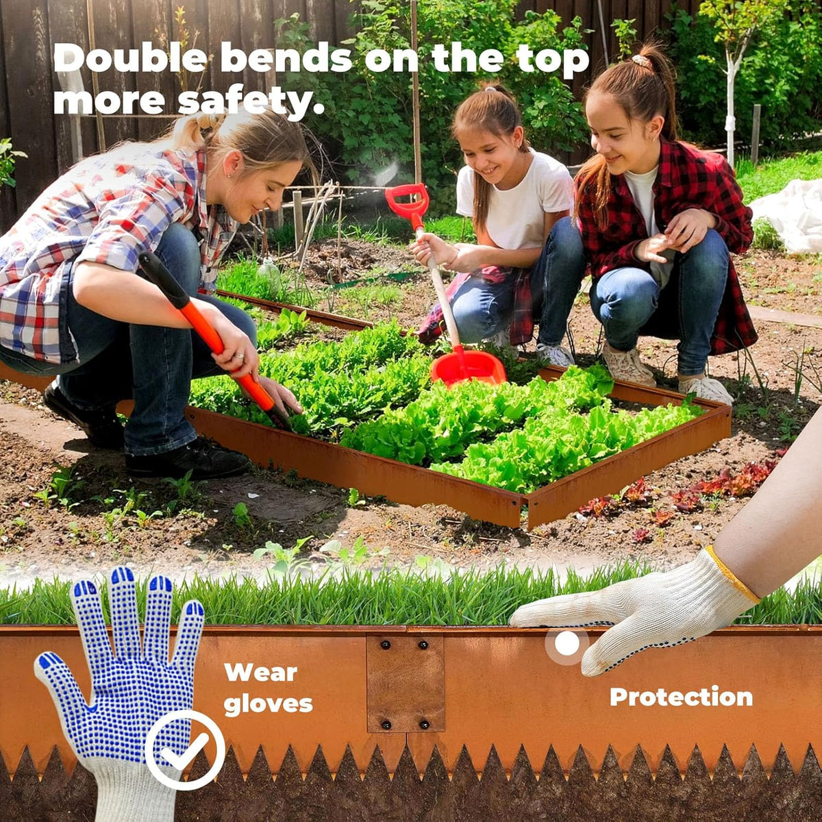 Steel Garden Metal Landscape Edging 40 inch with Top Bending Protection Pre-Rusted Steel Garden