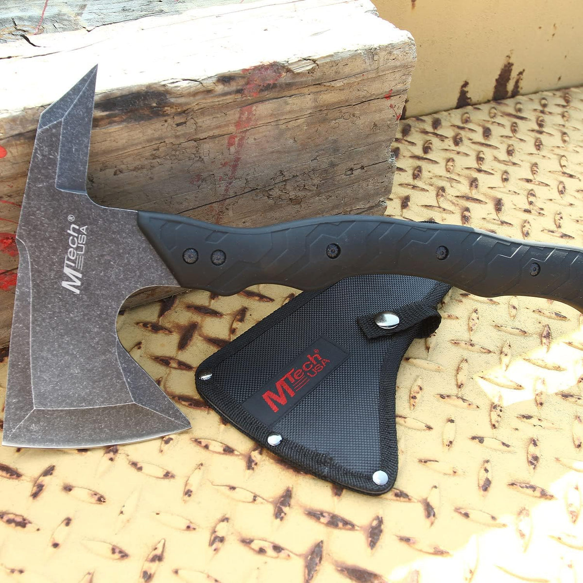 MTECH USA MT-AXE13T Axe, Stonewashed Blade, Black Handle, 14.5" Overall