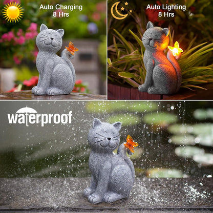 Nacome Cat Outdoor Statues for Garden: Outside Decor with Butterfly Clearance for Yard Art Lawn