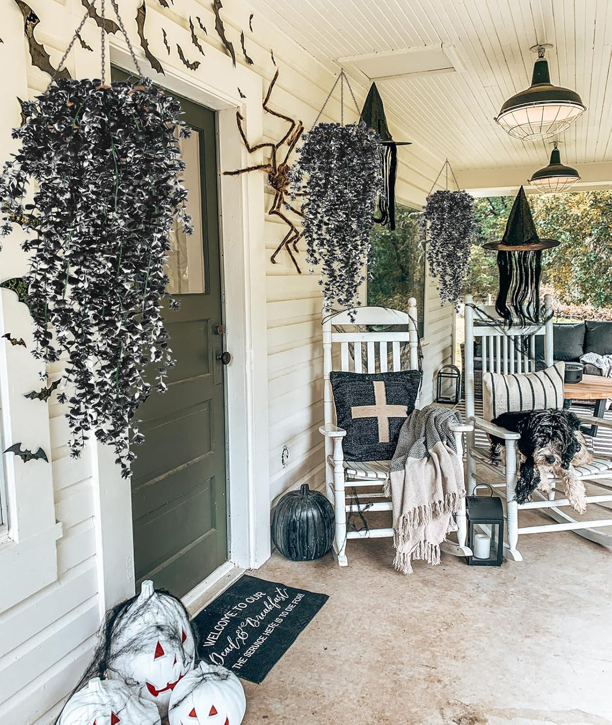 RECUTMS Artificial Hanging Plants Fake Hanging Plant Faux Hanging Plants UV Resistant Plastic