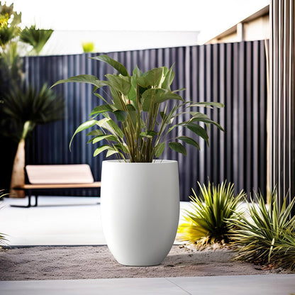 Kante 21.7" H Pure White Concrete Tall Planter, Large Outdoor Indoor Decorative Pot with Drainage