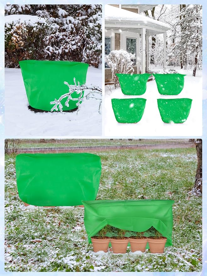 ANPHSIN 6 pcs Plant Covers Freeze Protection - 19.6in x 39.3in Winter Shrub Plant Protection Bags