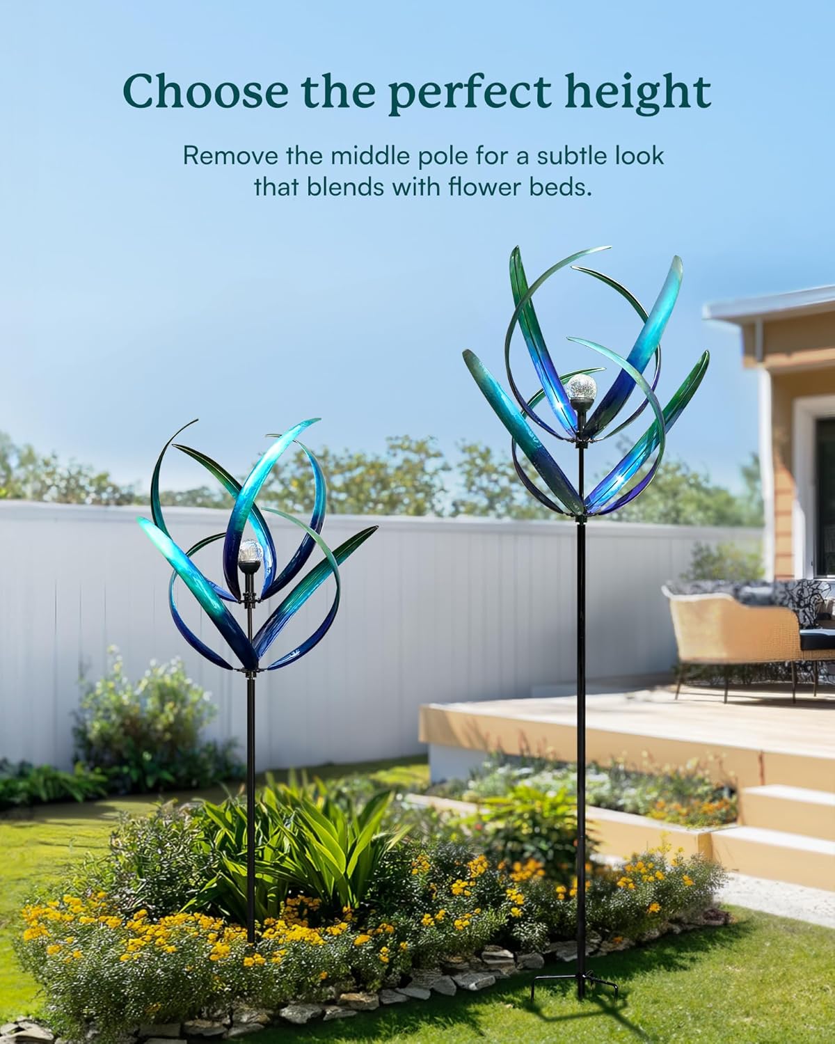 82 inch Wind Spinners Outdoor - Extra Large Outdoor Metal Wind Sculptures Spinners with Solar