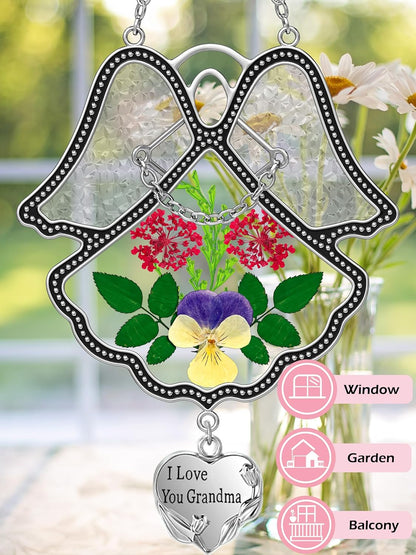 KY&BOSAM Gifts for Nana I Love You Grandma Angel Suncatcher Stained Glass Suncatchers for Window