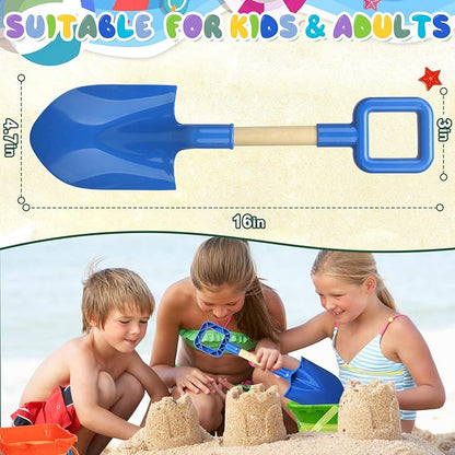 16inch Beach Sand Shovels Toys for Kid Adult, 3PCS Sturdy Long Wooden Spade Gardening Tool Kits