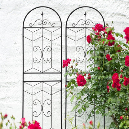 Metal Garden Trellis Rustproof Trellis for Climbing Plants Outdoor Flower Support (Black-4 Pack