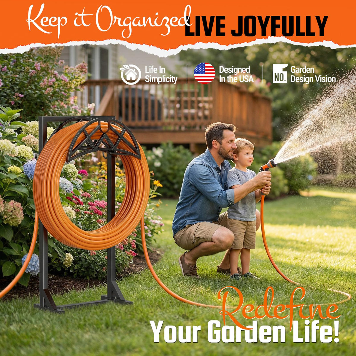 YFFSRJDJ Garden Hose Reel, Heavy Duty Water Hose Holder for Outside