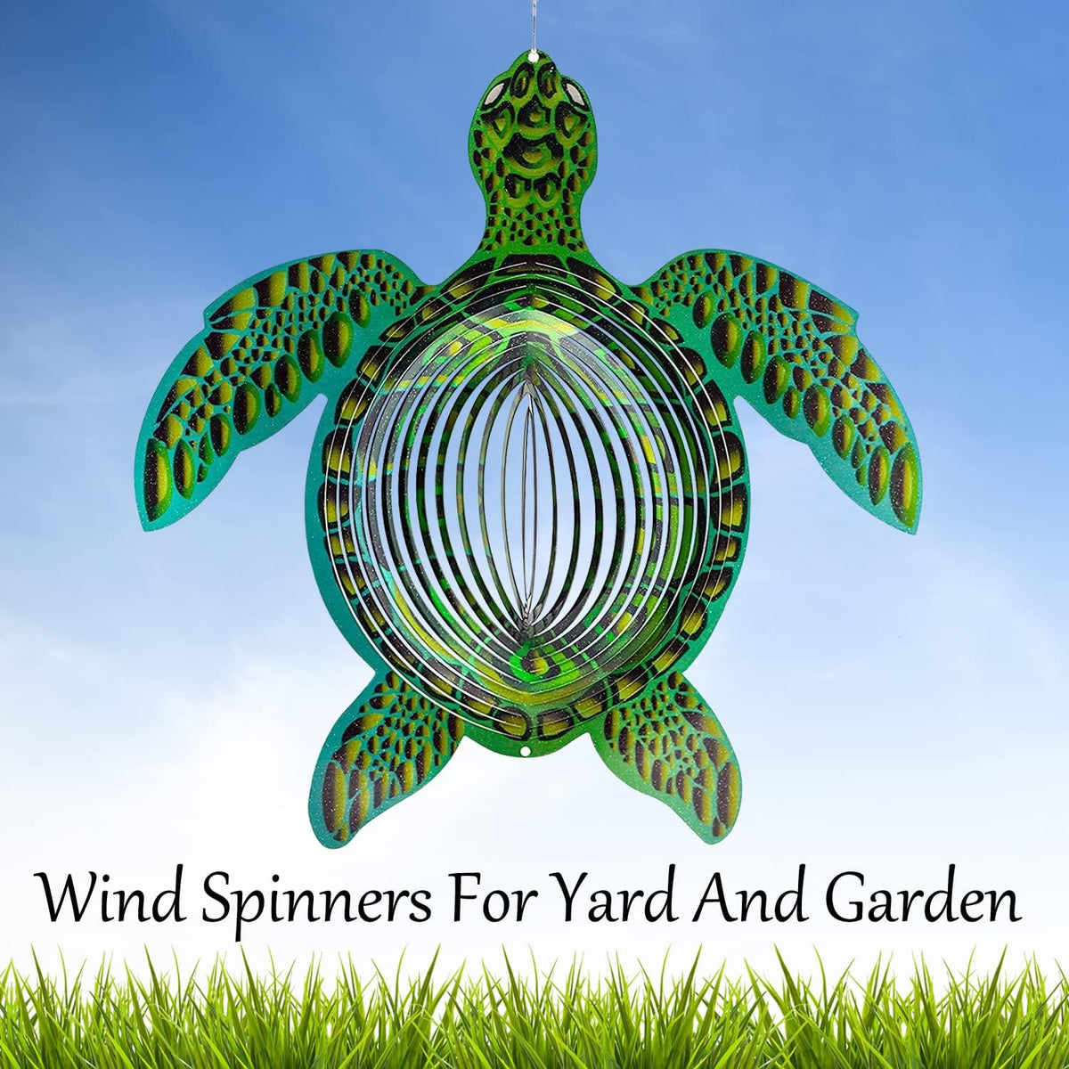 ISEO Turtle Wind Spinner for Yard and Garden, Hanging Outdoor Decor, Yard Art, Porch and Patio
