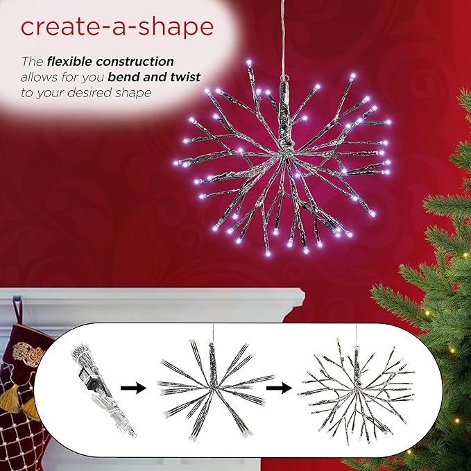 Alpine Corporation 16"H Indoor Holiday 3D Snowflake Hanging Ornament with LED Lights, White