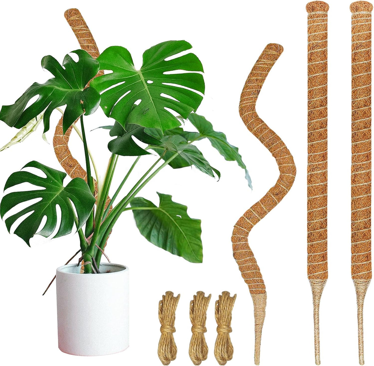 3 Pack Moss Pole, 26.8-Inch Moss Poles for Plants Monstera, Bendable Plant Support Stakes for