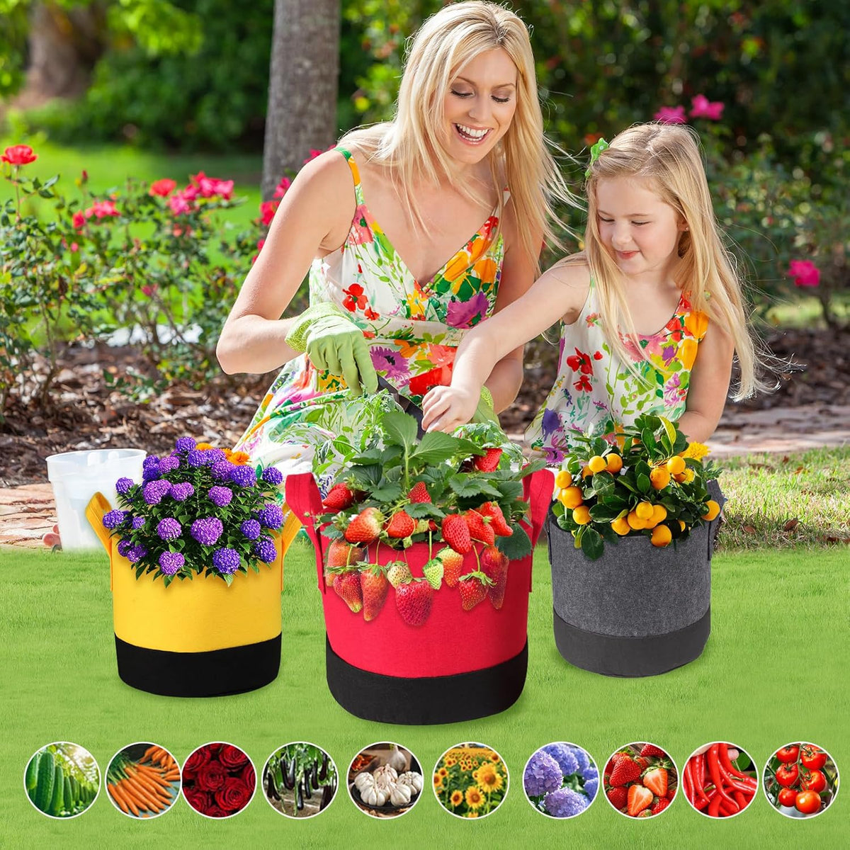 Grow Bags 10 Gallon,6 Pack Fabric Plant Pots with Handles Planter Bag for Outdoor Garden Planting
