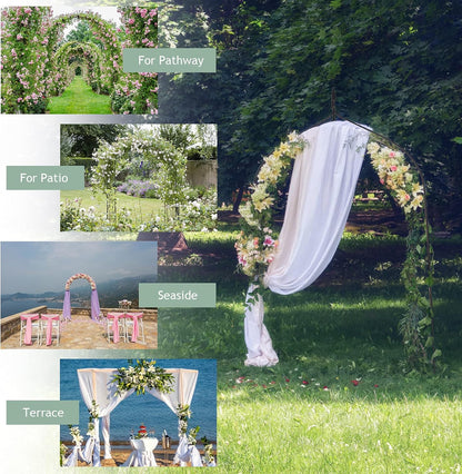GOFLAME Metal Garden Arch, Rose Garden Arbor for Various Climbing Plant, Outdoor Lawn Backyard