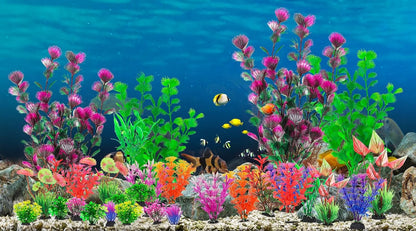 CousDUoBe 30Pcs Aquarium Plants, Fish Tank Accessories Artificial Aquatic Plants,Full Set of Fish