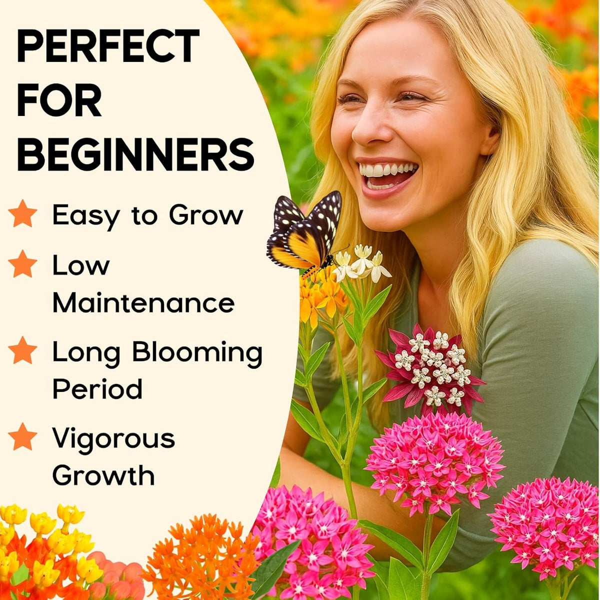 Mix Milkweed Seeds for Monarch Butterflies - 6 Individual Varieties Perennial Wildflower (120 Seeds